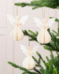 Werchristmas Set Of 6 Off-White Paper Angel Christmas Decorations, 13 Cm - thumbnail 3