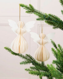 Werchristmas Set Of 6 Off-White Paper Angel Christmas Decorations, 13 Cm - thumbnail 2