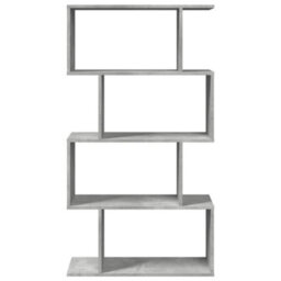 Walplus Room Divider Bookcase 4 Tier Concrete Grey 70X24X129 Cm Engineered Wood - thumbnail 5