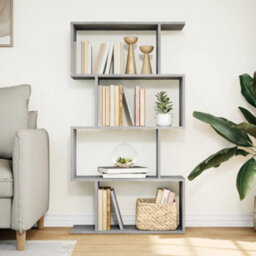 Walplus Room Divider Bookcase 4 Tier Concrete Grey 70X24X129 Cm Engineered Wood - thumbnail 3