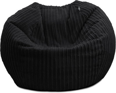 rucomfy Beanbags Rucomfy Indoor Classic Kids Bean Bag Chair - Black Jumbo Cord Slouchbag - image 1