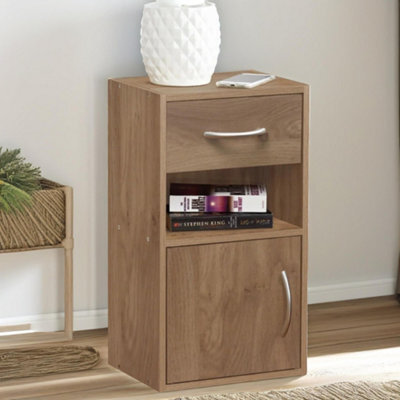 Pirlo Plush 2Pc Wooden Bedside Nightstand Oak Bedroom Furniture - image 1