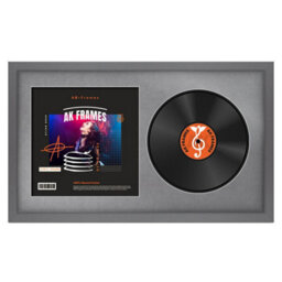 "30X17"" Dark Grey Modern Vinyl Record Frame With Mid Grey Mount For 12 Inch Lp Album Cover & Disc - Ak Frames"