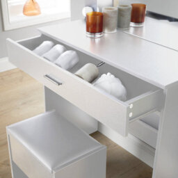 Home Source Ella White Dressing Table With Stool And Led Lights Mirror - thumbnail 6