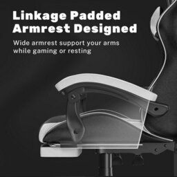 Onemill Ergonomic Gaming Chair With With Footrest, Height-Adjustable Office & Computer Chair(Black-White) - thumbnail 3