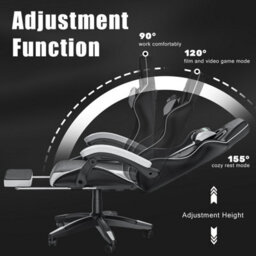 Onemill Ergonomic Gaming Chair With With Footrest, Height-Adjustable Office & Computer Chair(Black-White) - thumbnail 5