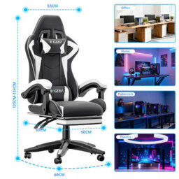 Onemill Ergonomic Gaming Chair With With Footrest, Height-Adjustable Office & Computer Chair(Black-White) - thumbnail 7
