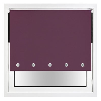 Furnished Thermal Blackout Roller Blinds With Round Eyelets & Metal Fittings - Aubergine (W)65Cm (L)165Cm