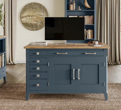 Baumhaus Signature Blue Hidden Home Office Desk - image 1
