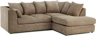 BlissFurniture Ltd Bliss Furniture Beige Jumbo Cord 4 Seater Right Hand Corner Sofa Scatter Back Design Compact And Comfortable Sofa - image 1