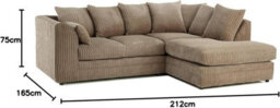 BlissFurniture Ltd Bliss Furniture Beige Jumbo Cord 4 Seater Right Hand Corner Sofa Scatter Back Design Compact And Comfortable Sofa - thumbnail 2