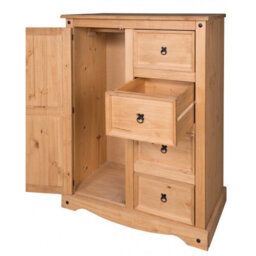 Mercers Furniture Corona Tallboy 1 Door 4 Drawer Wardrobe Small Solid Pine With Mexican Styling - thumbnail 2