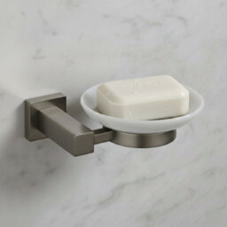 Plum&clay Tate Wall Mounted Bathroom Soap Holder Gun Grey & Ceramic Dish - thumbnail 2