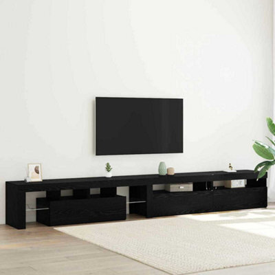 Berkfield Tv Cabinets 3 Pcs With Led Lights Black Oak Engineered Wood - image 1