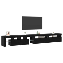 Berkfield Tv Cabinets 3 Pcs With Led Lights Black Oak Engineered Wood - thumbnail 3