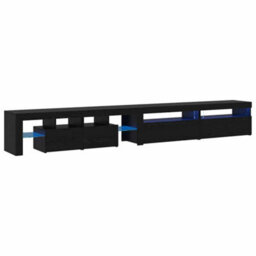 Berkfield Tv Cabinets 3 Pcs With Led Lights Black Oak Engineered Wood - thumbnail 2