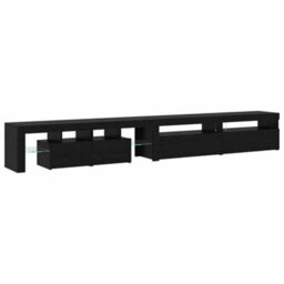 Berkfield Tv Cabinets 3 Pcs With Led Lights Black Oak Engineered Wood - thumbnail 8