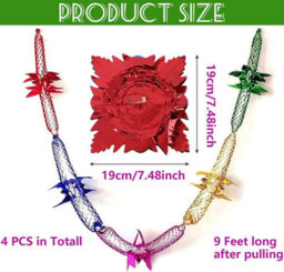 12Pack Christmas Ceiling Decorations, Christmas Foil Garlands, 9Ft Christmas Ceiling Garlands, Red Green Colourfull Festive Foil - thumbnail 2