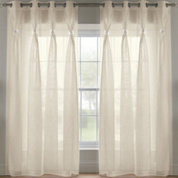 Luxury Living Linen Look Voile Ring Top Curtain Pair 147Cm X 274Cm Cream