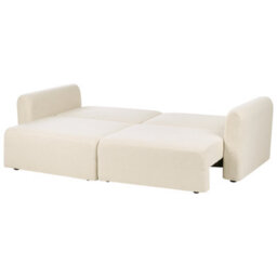 Beliani Sofa Bed 3 Seater Vaxholm Boucle Off-White With Storage - thumbnail 7