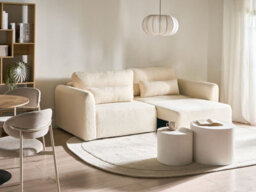 Beliani Sofa Bed 3 Seater Vaxholm Boucle Off-White With Storage - thumbnail 2