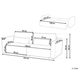 Beliani Sofa Bed 3 Seater Vaxholm Boucle Off-White With Storage - thumbnail 3