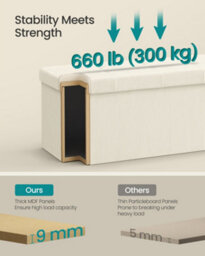 LEDREM Storage Ottoman, Foldable Ottoman Foot Rest, 38 X 110 X 38 Cm, Storage Bench, Loads Up To 300 Kg, For Living Room, Bedroom - thumbnail 5