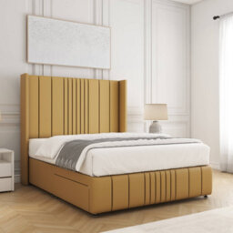Bsspoke Elise Divan Bed Set Mustard Plush Velvet With 54Inch Headboard & Footboard & No Drawers No Mattress In All Sizes - thumbnail 2