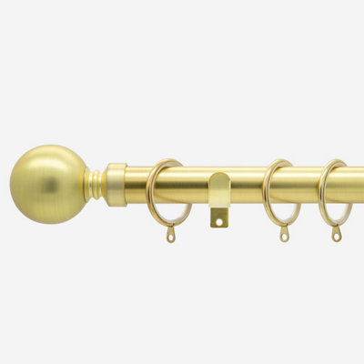 Brushed Gold 28mm Ball Fixed Length Metal Curtain Pole 470Cm - image 1