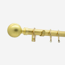 Brushed Gold 28mm Ball Fixed Length Metal Curtain Pole  470Cm - thumbnail 2