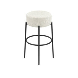 Wyld Haus Tanji Ivory Boucle Round Bar Stool With Black Metal Legs - thumbnail 3