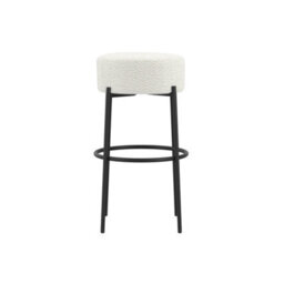 Wyld Haus Tanji Ivory Boucle Round Bar Stool With Black Metal Legs - thumbnail 2