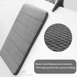 Blue Memory Foam Bath Mat Non-Slip Quick Dry Bathroom Rug With Super Absorbent Coral Velvet Surface & Anti-Skid Base - thumbnail 5