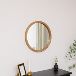 Melody Maison Round Dark Wood Frame Mirror - 55Cm - thumbnail 6