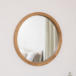 Melody Maison Round Dark Wood Frame Mirror - 55Cm