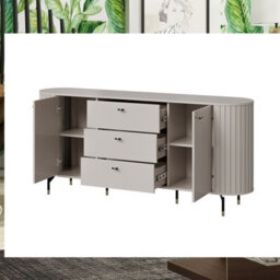 Galeria Wide Sideboard Cabinet Storage Unit 191Cm Black - thumbnail 4