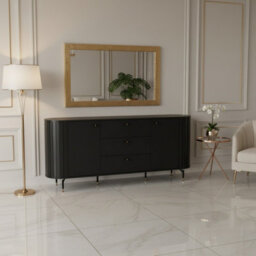 Galeria Wide Sideboard Cabinet Storage Unit 191Cm Black