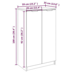 Berkfield Shoe Cabinet White 59X35X100 Cm Engineered Wood - thumbnail 9