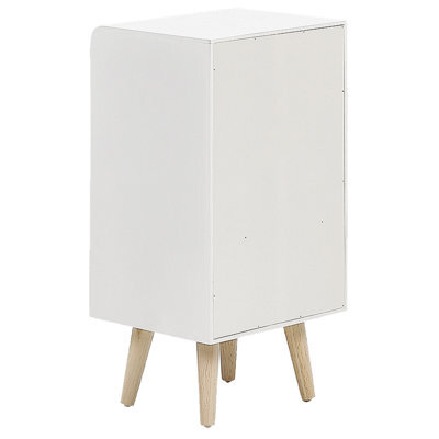 Wyld And Coco Brightnest Kids Bedside Table Nightstand White With Light Wood Accents 1 Drawer - Small Bedroom Nightstand - image 1