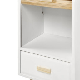 Wyld And Coco Brightnest Kids Bedside Table Nightstand White With Light Wood Accents 1 Drawer - Small Bedroom Nightstand - thumbnail 6