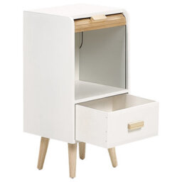 Wyld And Coco Brightnest Kids Bedside Table Nightstand White With Light Wood Accents 1 Drawer - Small Bedroom Nightstand - thumbnail 4