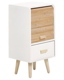 Wyld And Coco Brightnest Kids Bedside Table Nightstand White With Light Wood Accents 1 Drawer - Small Bedroom Nightstand - thumbnail 3