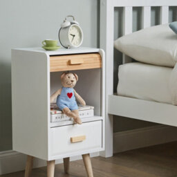 Wyld And Coco Brightnest Kids Bedside Table Nightstand White With Light Wood Accents 1 Drawer - Small Bedroom Nightstand - thumbnail 2