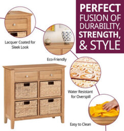Hallowood Furniture Hereford Storage Table With 4 Baskets - thumbnail 2