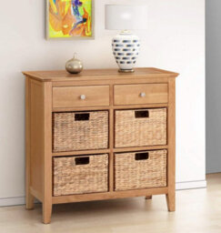 Hallowood Furniture Hereford Storage Table With 4 Baskets - thumbnail 1