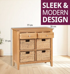 Hallowood Furniture Hereford Storage Table With 4 Baskets - thumbnail 3
