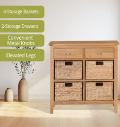 Hallowood Furniture Hereford Storage Table With 4 Baskets - thumbnail 5