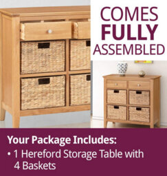 Hallowood Furniture Hereford Storage Table With 4 Baskets - thumbnail 7