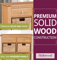 Hallowood Furniture Hereford Storage Table With 4 Baskets - thumbnail 4