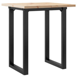 Berkfield Dining Table O-Frame 70X70X75.5 Cm Solid Wood Pine And Steel - thumbnail 2
